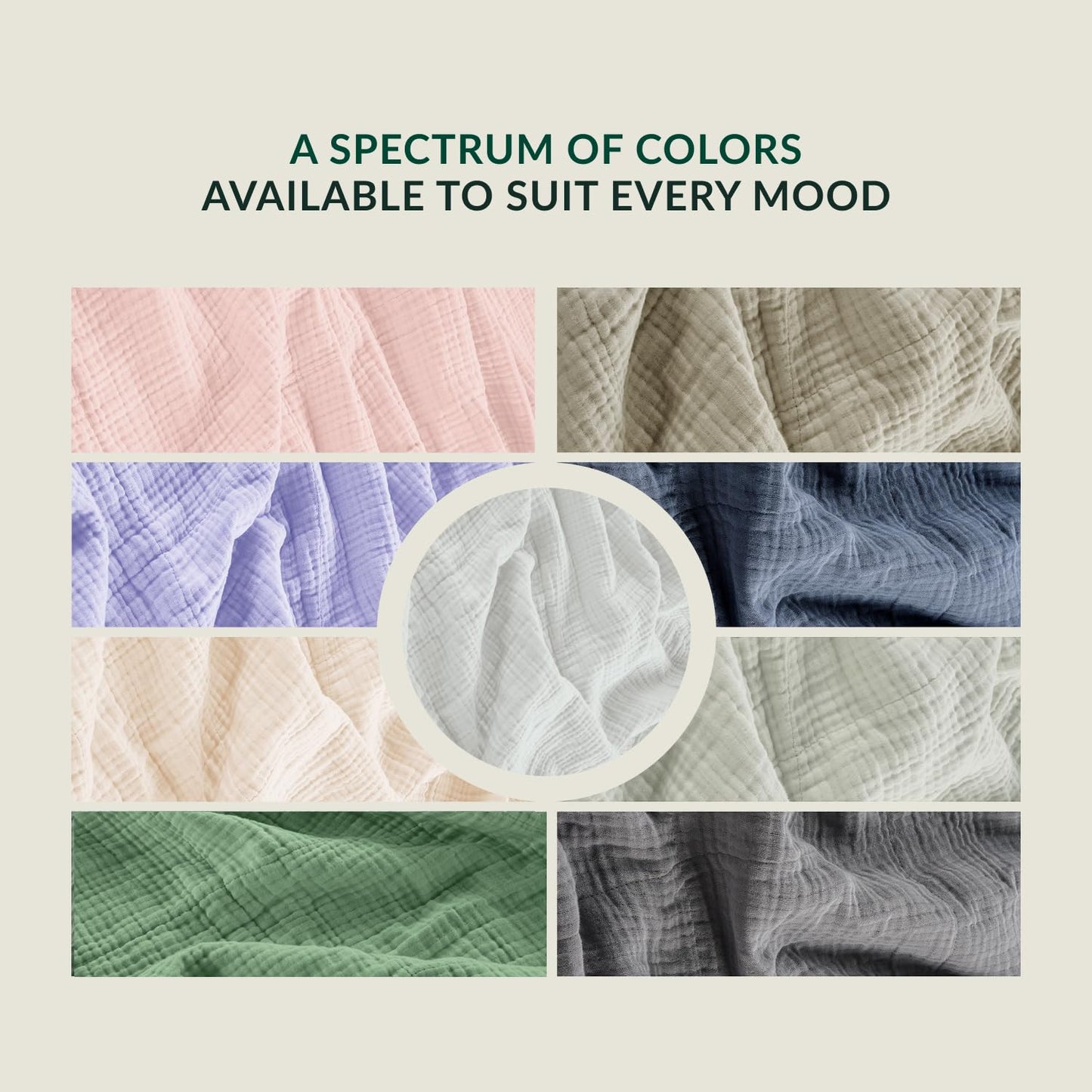 Soft 4 Layer Muslin Cotton Blankets Queen Size for Bed, 100% Cotton Blanket for All Season, Pre-Washed Gauze, Best Summer Blanket, 92x92, Seafoam Green