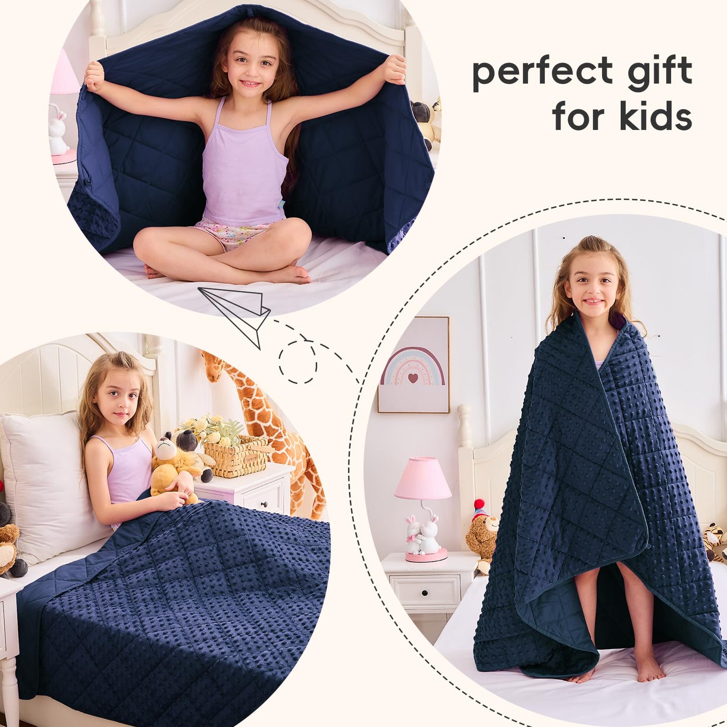 yescool Weighted Blankets Kid 5 Pounds Blanket for Boys Washable Heavy Blankets Microfiber Children Weighted Throw Blanket Winter Weighted Comforter for 5+Years, 36 * 48in, Blue
