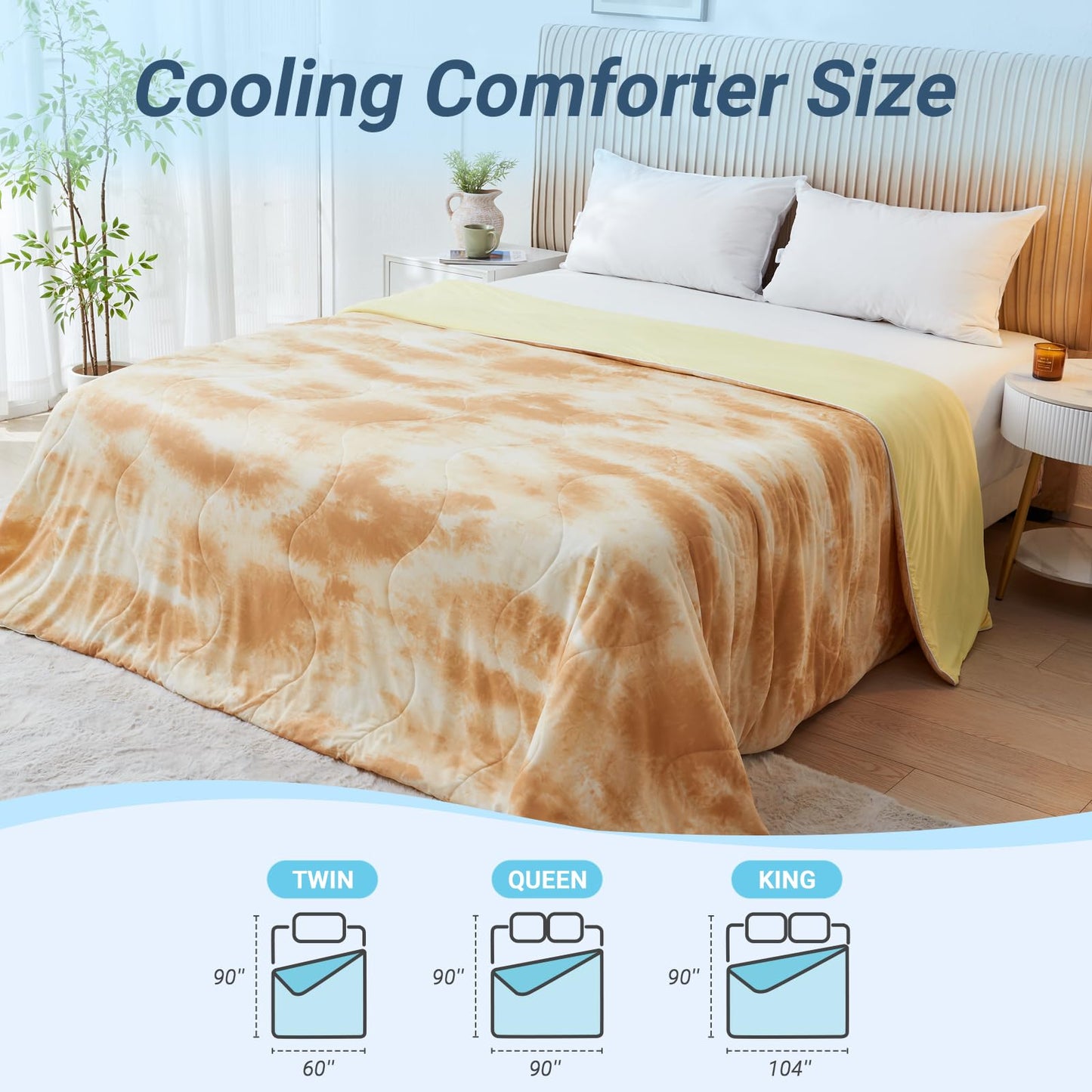 Cushious Cooling Comforter Twin Size, Summer Cooling Blankets for Hot Sleepers and Night Sweats, Lightweight Breathable Cooling Comforter Bedding for Sofa, Bed, Camping, Office