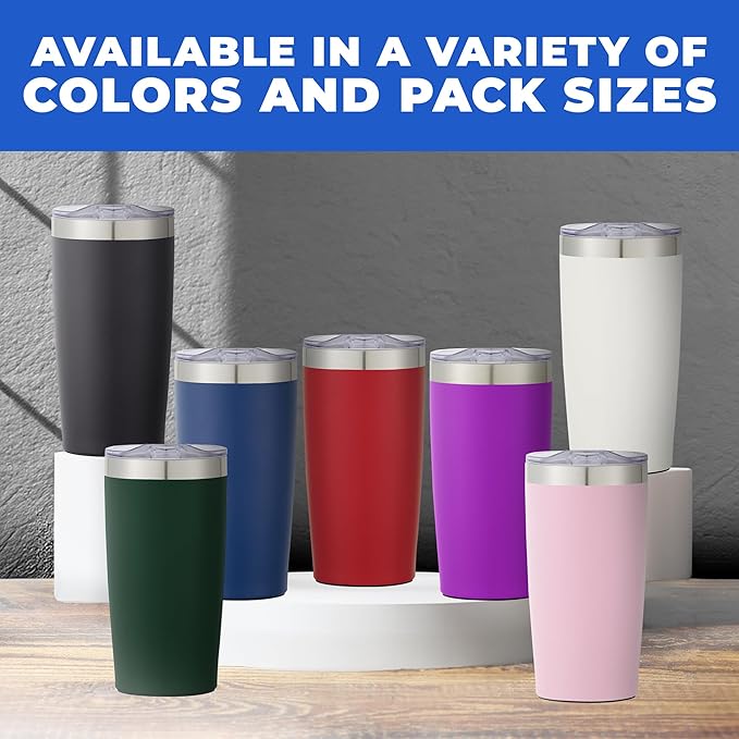 12 Ct of 20 Oz Two-Tone Himalayan Stainless Steel Tumbler with Lid – Red – Customizable Insulated Cups for Water, Coffee, Hot & Iced Drinks – Great for DIY, Events, Work