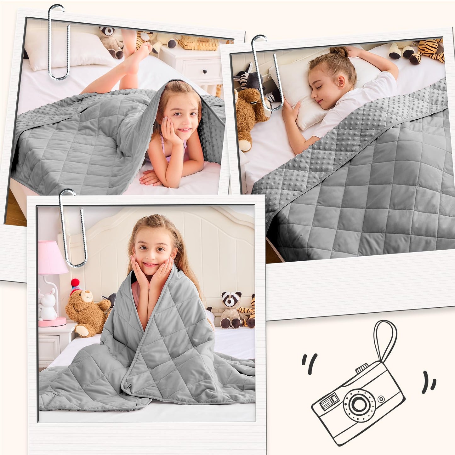 yescool Weighted Blanket Kids 7 lb Grey Cooling Weighted Throw Blanket Minky Plush Heavy Blankets Microfiber Small Blankets Fleece Warm Weighted Comforter, 40 * 60in