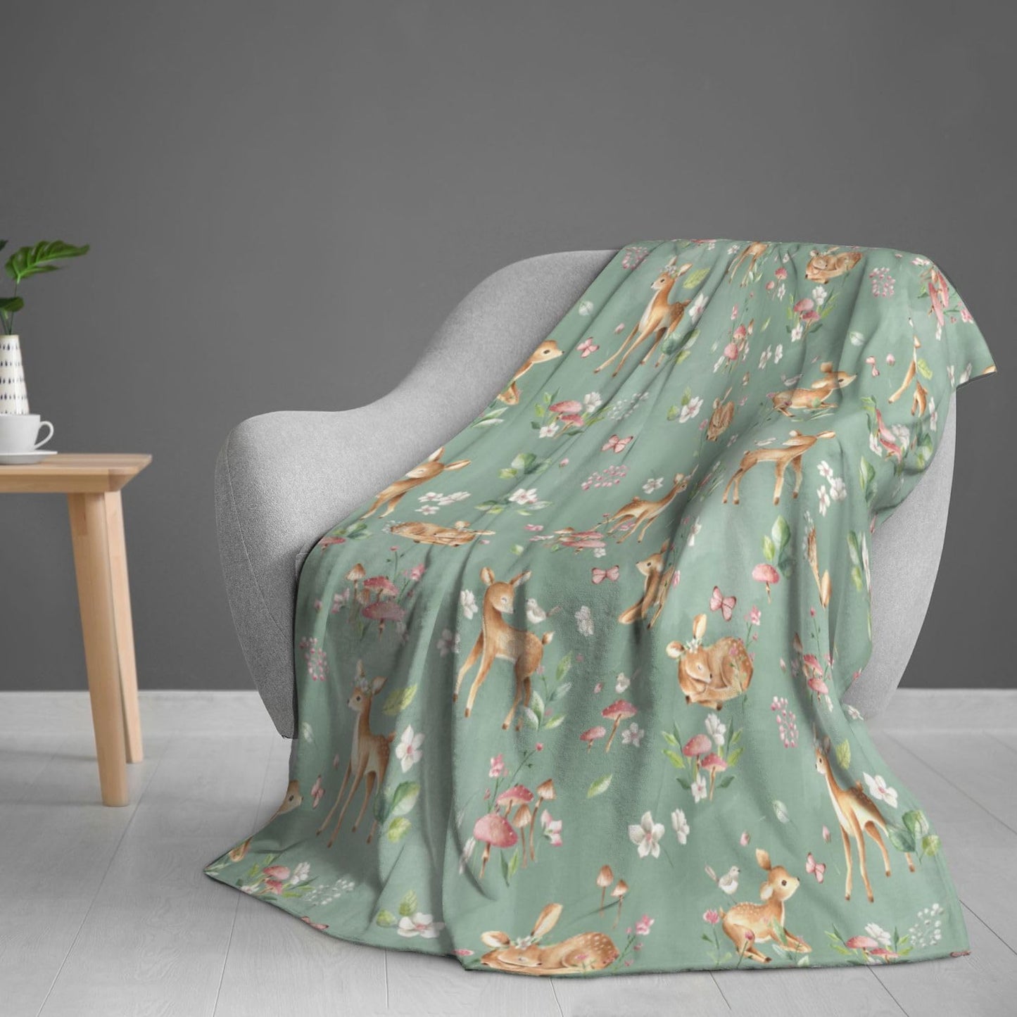 Jbofyee Deers Animal Throw Blankets All Season Ultra Soft Warm Cute Forest Fawn Fleece Blanket for Home Bed Sofa Couch Chair Outdoor Travel Camping 60x50 Inch