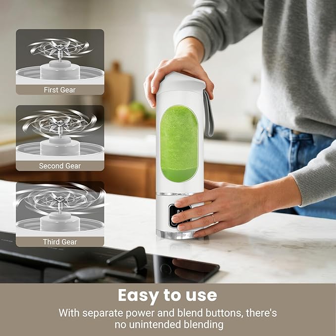 Portable Blender Personal Electric USB，500ML Portable juicer Shakes and Smoothies Blender，Small Blenders，Mixing，Compact、Convenient and Versatile (White)