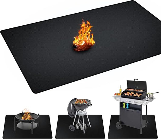 75 x 40 inch Under Grill Mats for Outdoor Grill, Double-Sided Fireproof, Oil and Waterproof Protective Mat for Grass and Deck, Outerdoor BBQ Fire Pit Fireplace Mat