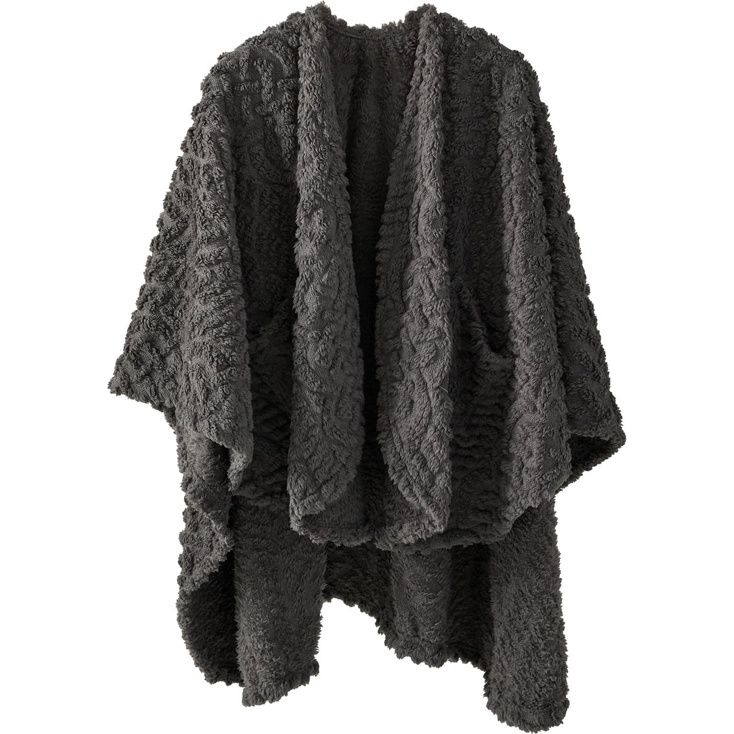 Royoliving Fuzzy Sherpa Wearable Fleece Blanket with Pockets for Adults, Ultra Soft Plush Shawl TV Throw Blankets (Grey, 58'' x 64'')