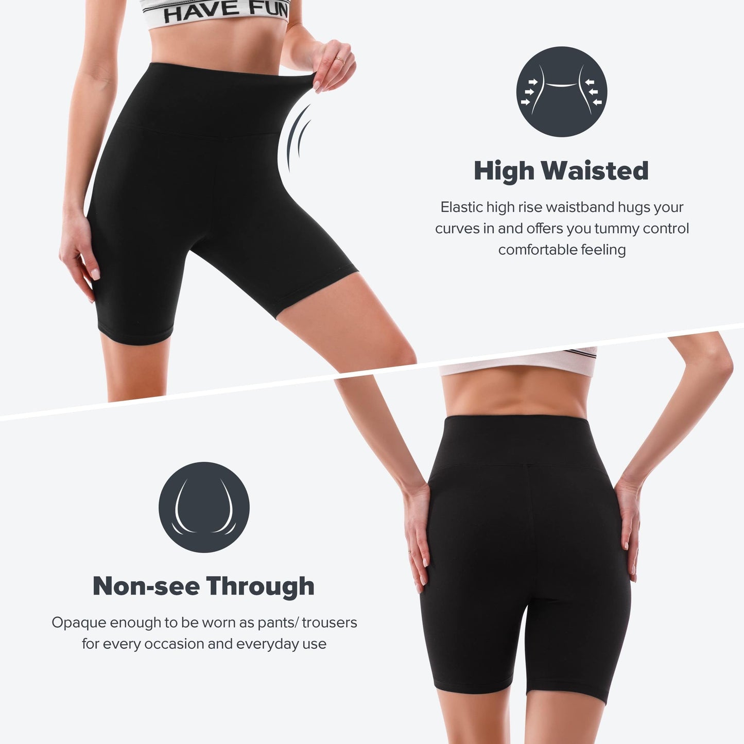 SINOPHANT High Waisted Women Biker Shorts - 6” Buttery Soft Elastic Tummy Control Shorts for Gym, Yoga, Workout(S-M,Leopard)