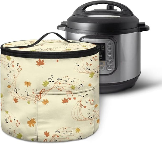 Fall Electric Pressure Cooker Insulation Bag Reusable Pressure Cooker Storage Bag Kitchen Appliance Dust Cover, Music Note Maple Leaf