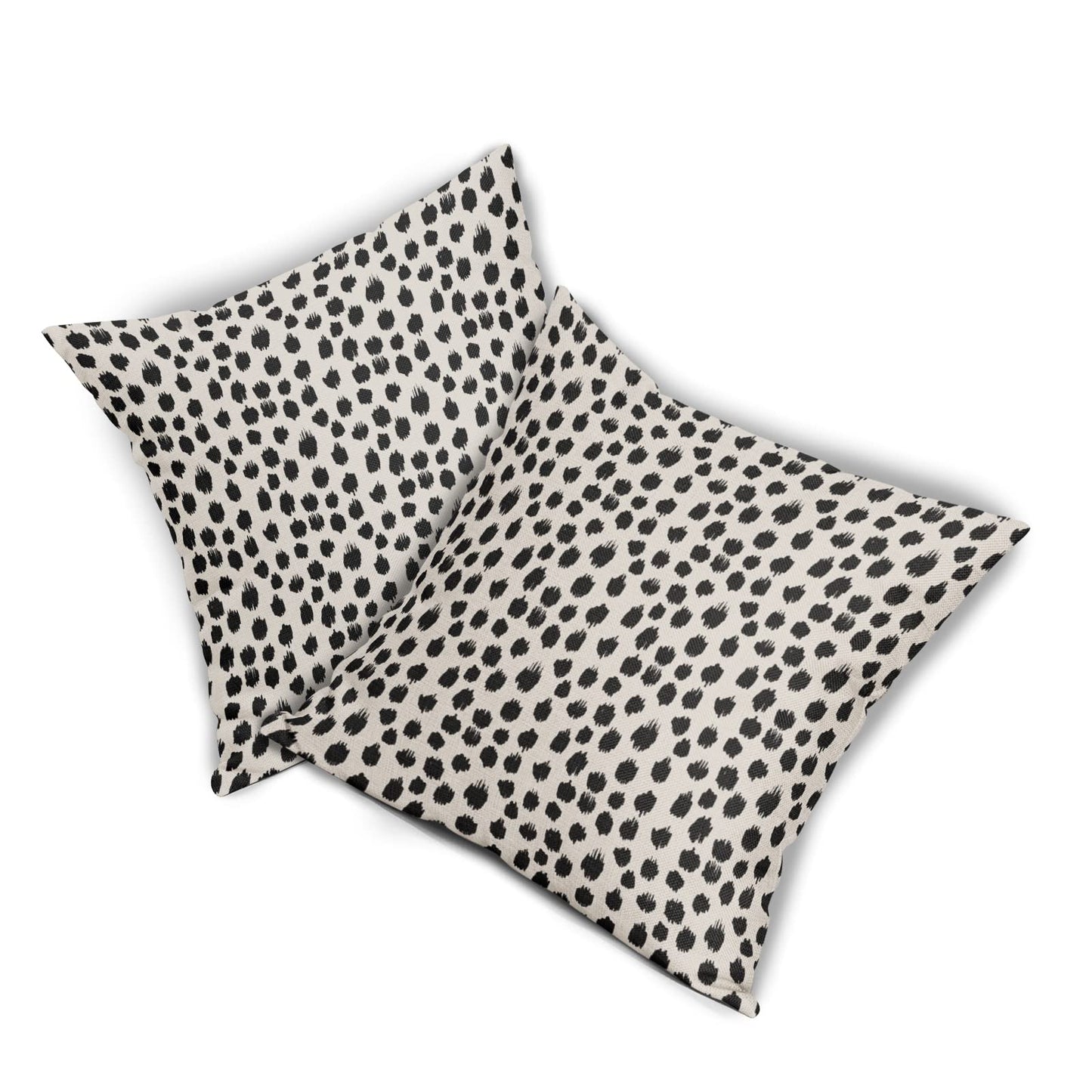 Polka Dot Pillow Covers 18x18 Set of 2 Black Cream Throw Pillows Boho Design Brush Strokes Decorative Outdoor Pillowcase Square Cushion Cover Linen Pillow Case for Home Sofa Couch Bed