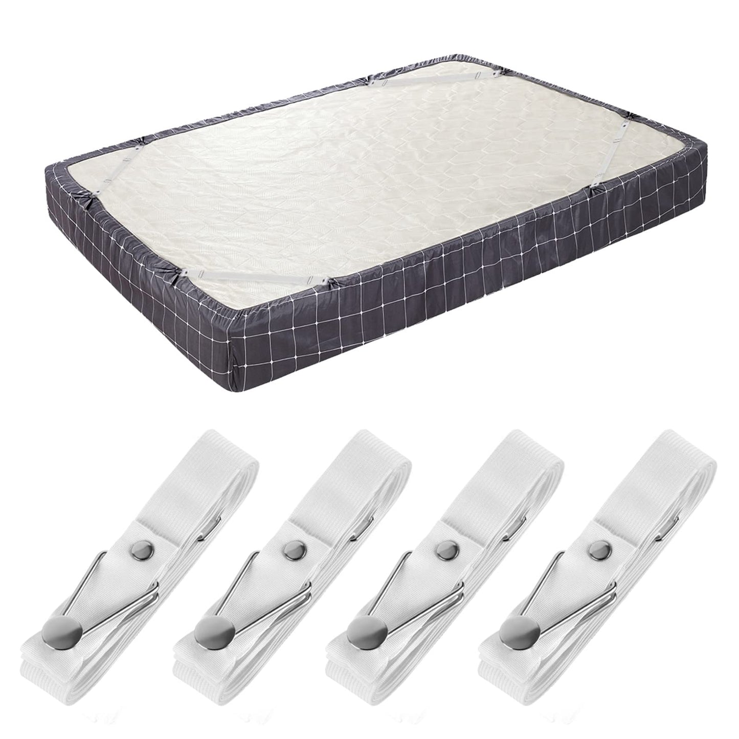 Bed Sheet Holder Straps- Adjustable Fitted Sheet Clips Bed Sheet Fastener Suspenders Elastic Gripper Holder Used for Bed Sheets,Mattress Covers, Sofa Cushion(Set of 4)