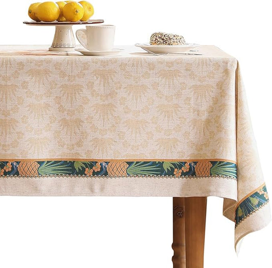 patdrea Designer Rectangle Linen Table Cloth,Vintage Anti-Wrinkle Durable Tropical Style Tablecloth,Fall Decor Table Cover Cloth for Kitchen Dining Christmas,Thanksgiving,55"x79"-Pineapple a