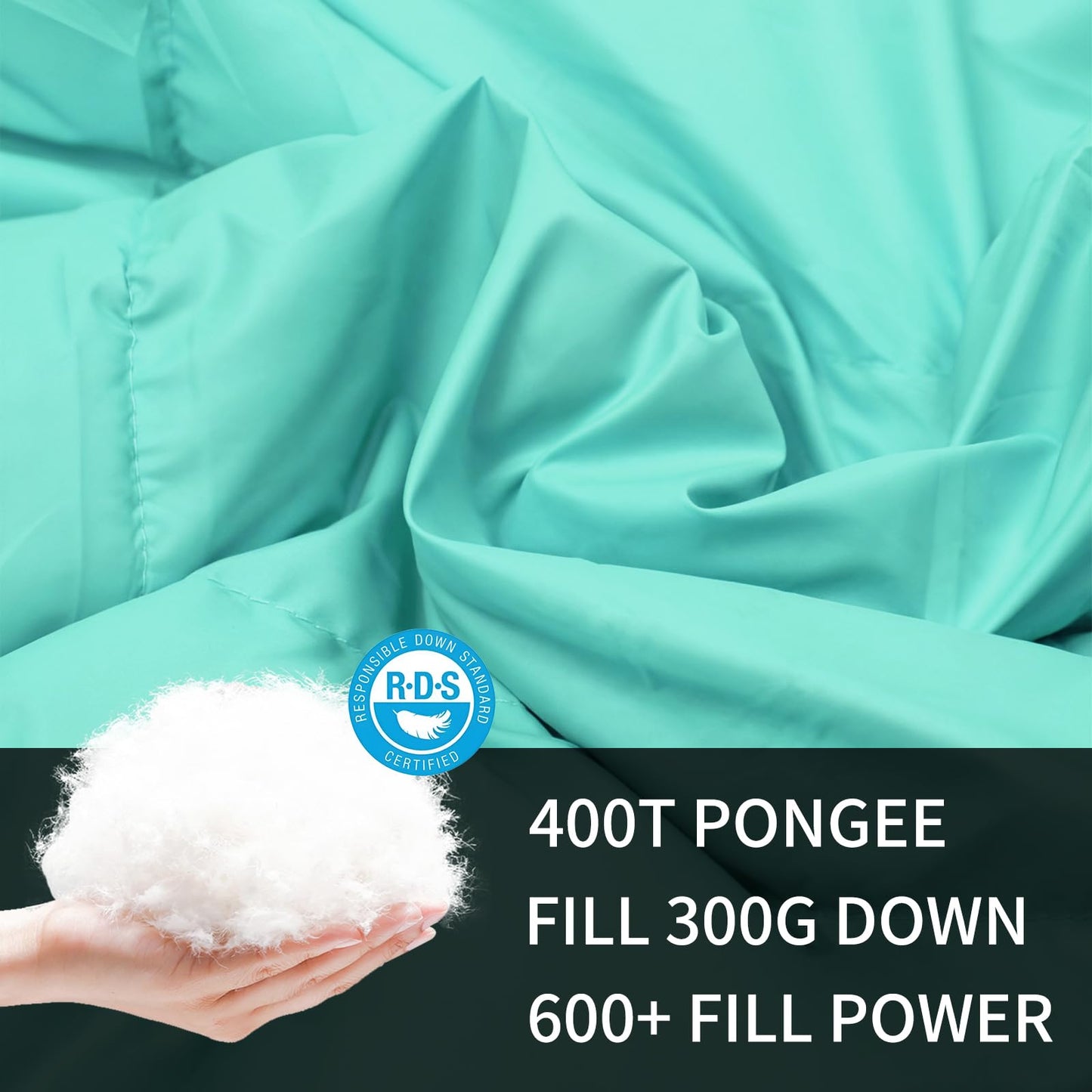 QEZER Down Camping Blanket Packable,600+Fill Power，Multi-Purpose Warm Camping Quilt for Outdoor Camping, Backpacking, and Hiking, 73x53 inches.（Light Green）
