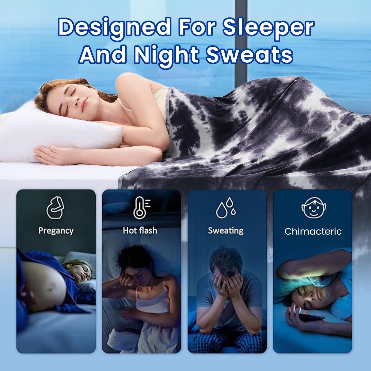 Topcee Cooling Blanket (90"x90"Queen Size) for Hot Sleepers and Night Sweats,100% Oeko-Tex Certified,Arc-Chill Q-Max >0.5 Cool Fiber,Ultra Cold Breathable,Comfortable, Hypo-Allergenic, All-Season.