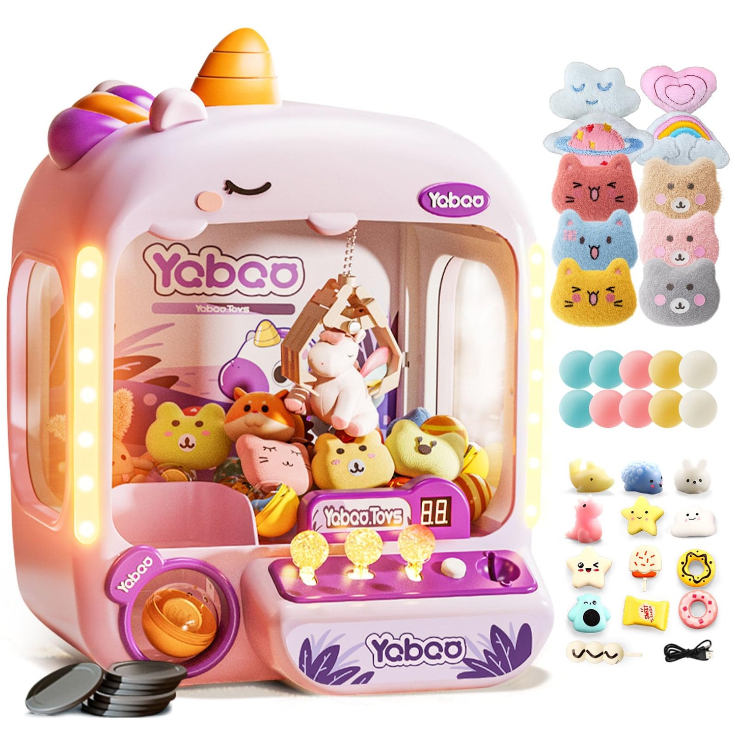 20 PCS Claw Machine for Kids Girls Boys with Sound, Vending Claw Machines Arcade Game Toys for Kids Girl Ages 3-4 4-6 4-8, Claw Machine Toys for 3 4 5 6 7 8 Years Old Girls