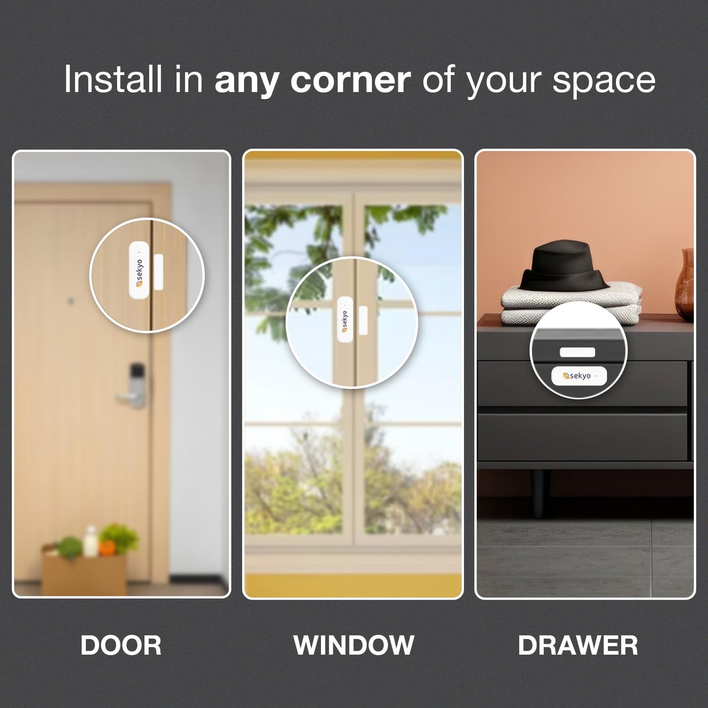 Smart WiFi Door & Window Sensor for Home| No Hub Required | Free App Alert, Works with Tuya Smart Life Devices, Compatible with Alexa, Google Home, Siri (No Siren but Phone Notification)