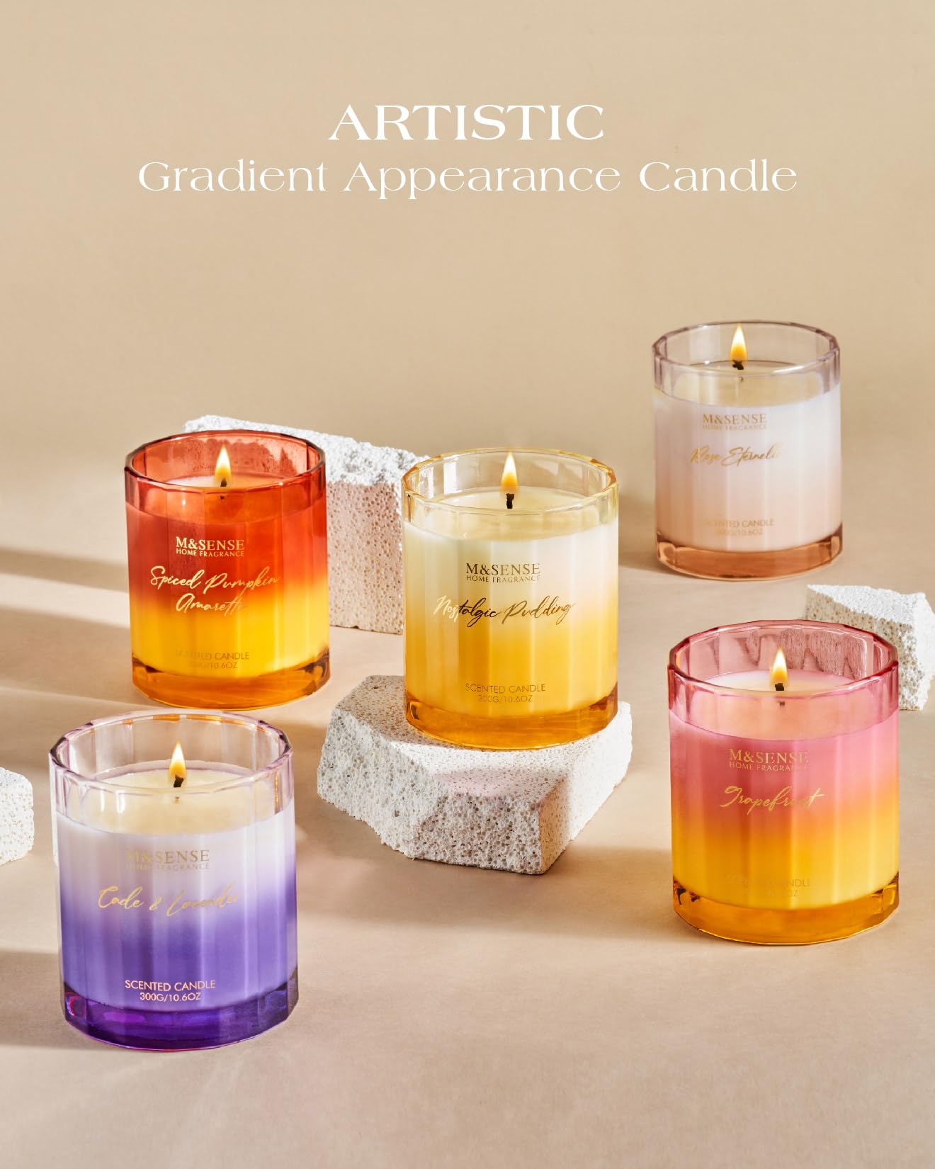M&SENSE Cade Lavender Scented Aromatherapy Candle for Stress Relief, 10.6oz 60 Hour Burn Time Natural Soy Candles for Home Long Lasting Highly Scented Luxury Gifts