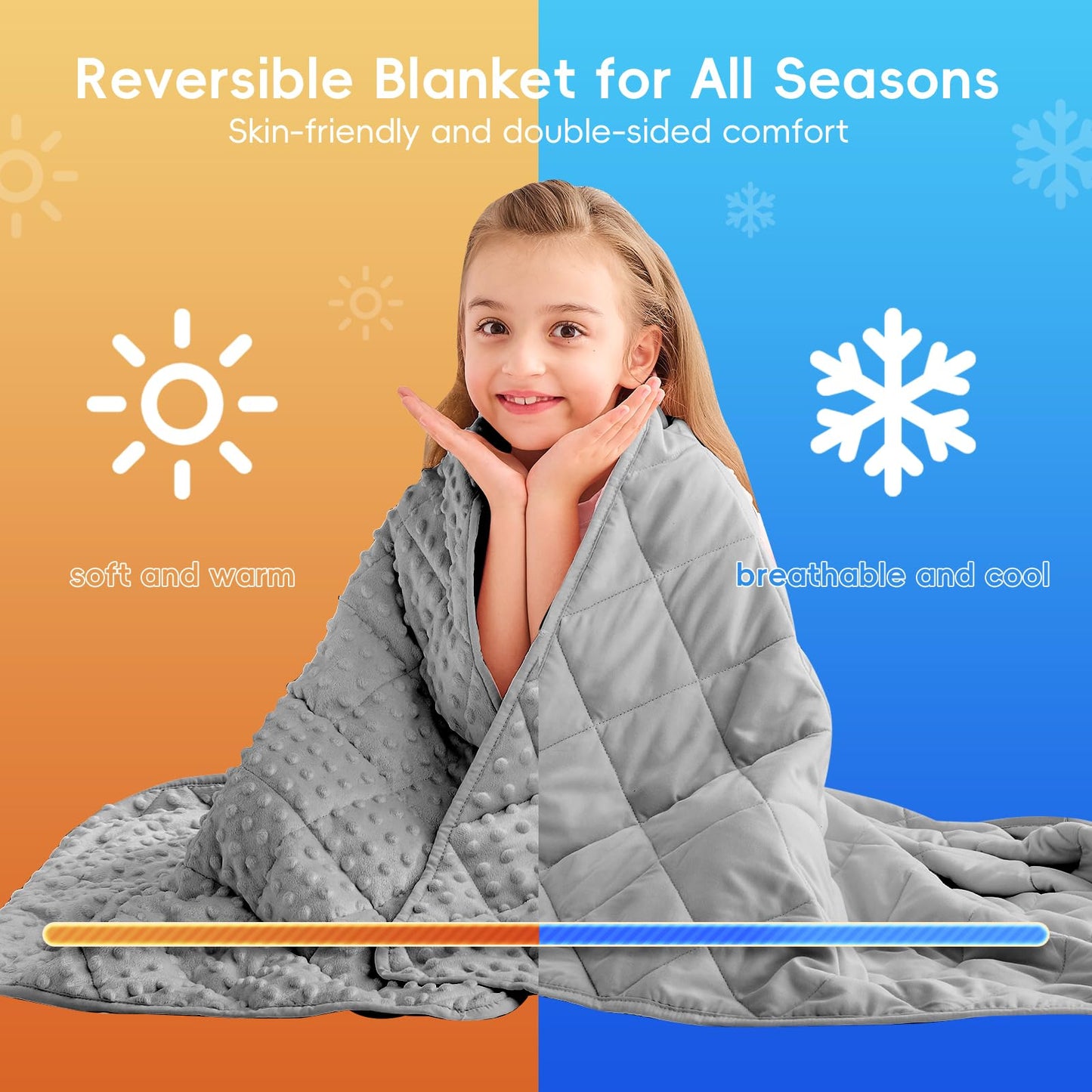 yescool Weighted Blanket Kids 7 lb Grey Cooling Weighted Throw Blanket Minky Plush Heavy Blankets Microfiber Small Blankets Fleece Warm Weighted Comforter, 40 * 60in