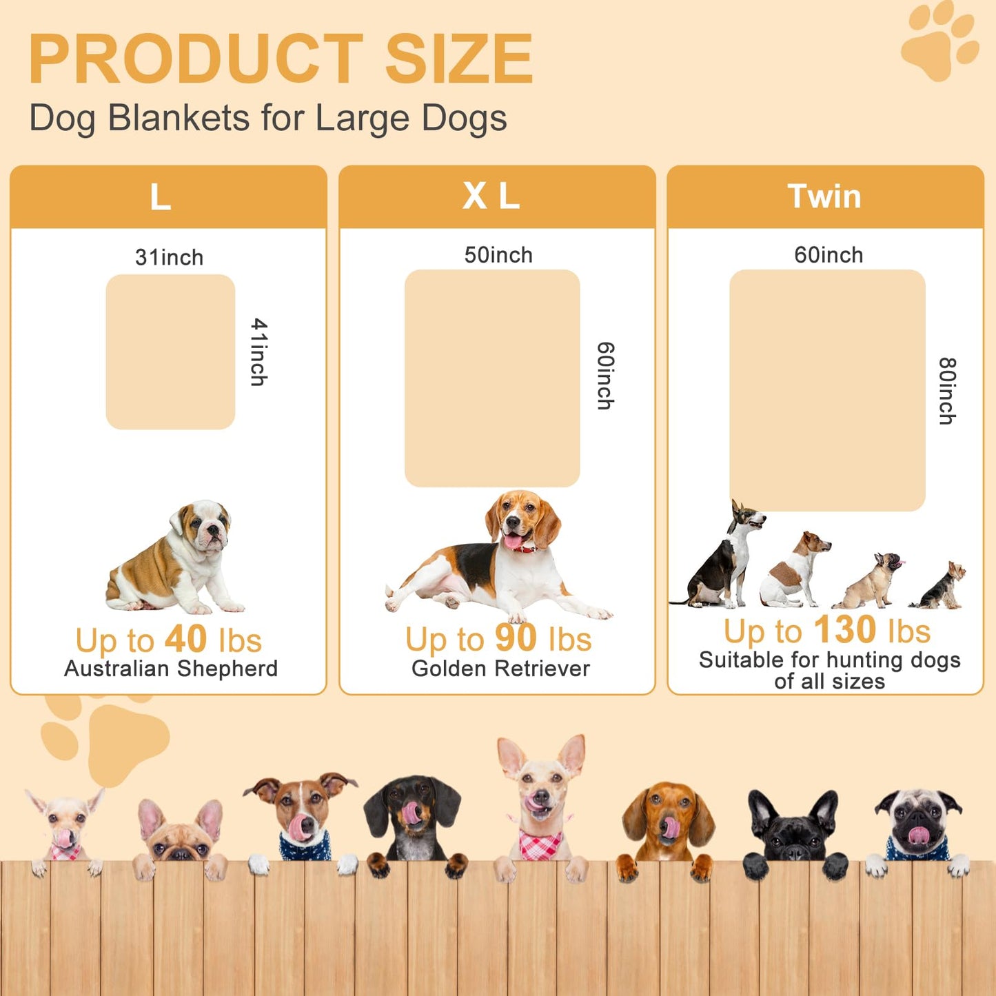 Gowyeg Soft Dog Blanket for Large Dogs - Fluffy Pet Blanket for Cats & Puppy, Reversible Paw Print Design Throw Blanket for Bed, Couch, or Travel - 41x31 Inch, Gray