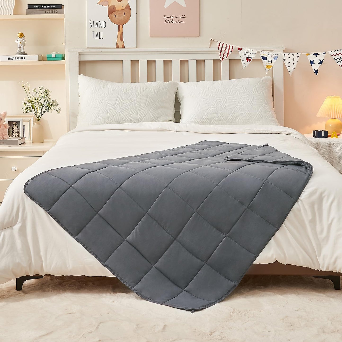 yescool Weighted Blanket 5 Pounds Cooling Weighted Lap Blanket, Grey Heavy Blankets, Washable Weighted Throw Blanket for 40-60lbs, 36"x48"