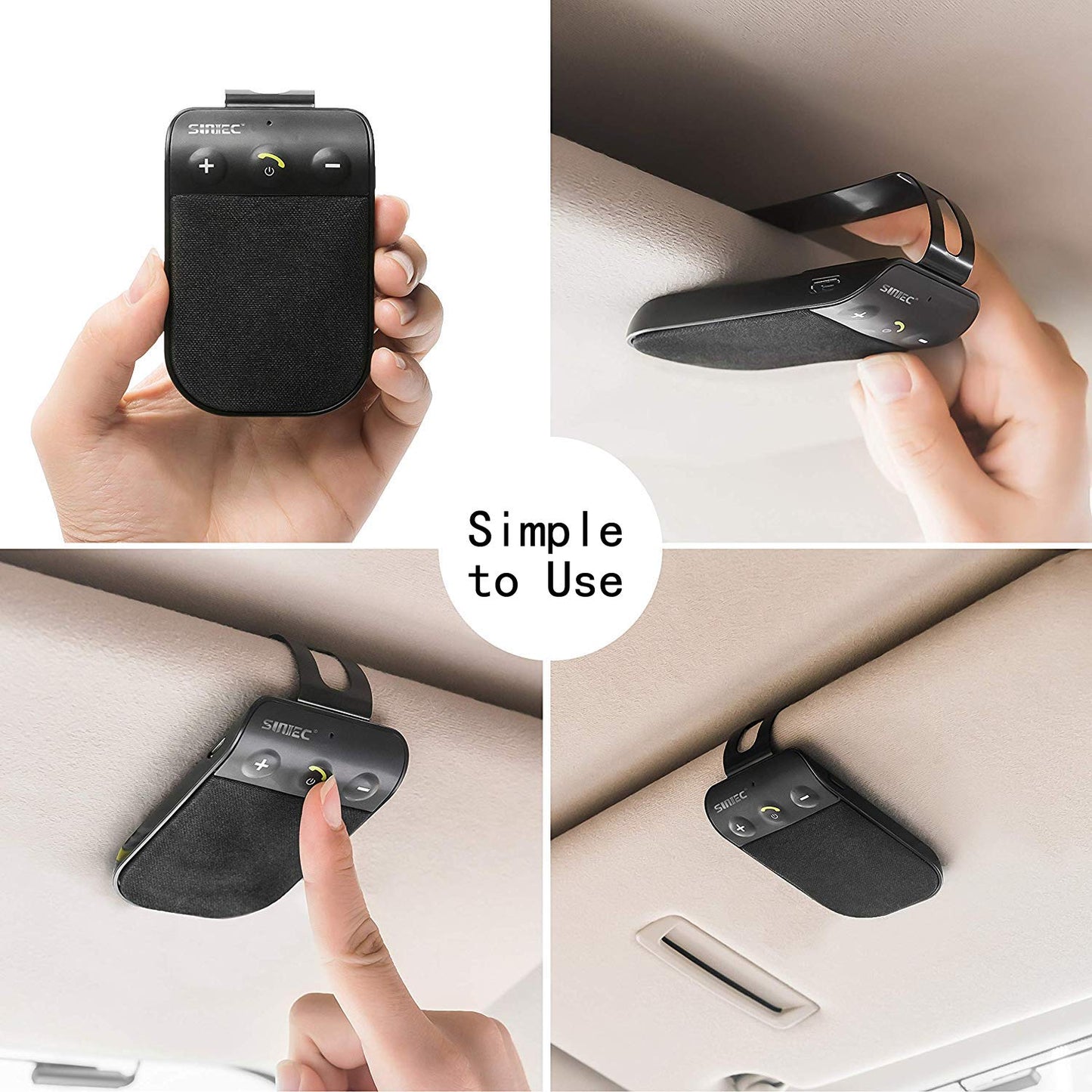 Bluetooth Speaker for Car, Handsfree Bluetooth Speaker Phone for Cell Phone Car Kit, AUTO Power ON Off Support Siri Voice Assistant, Wireless Kit with Visor Clip