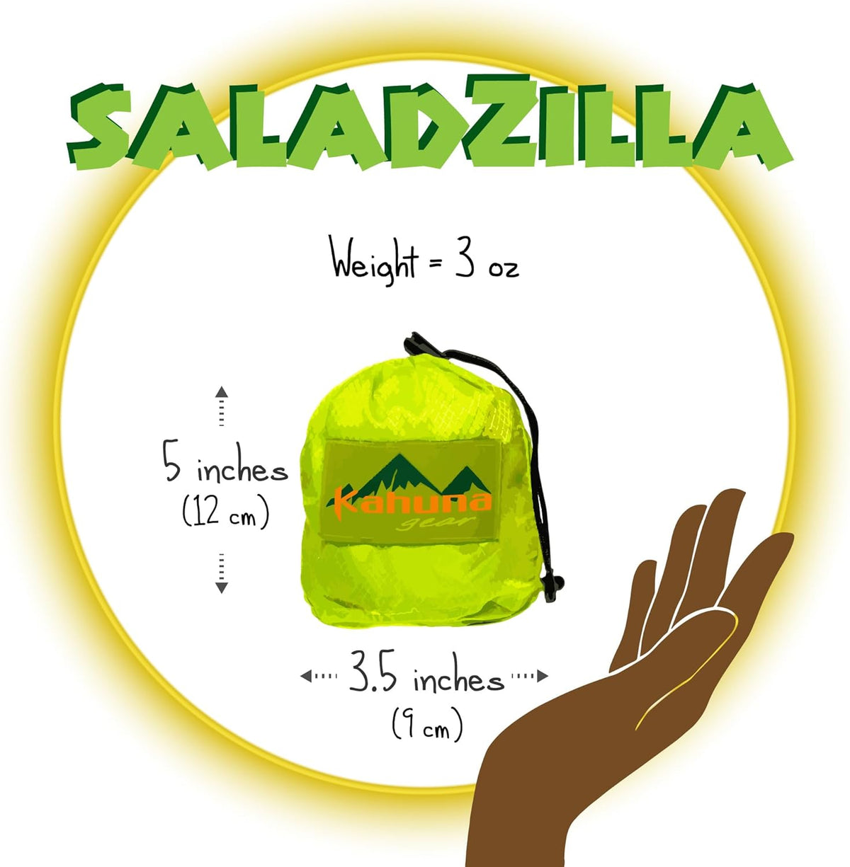 Saladzilla by Kahuna Gear: Large Salad Spinner, 2 Gallon Capacity (8 Qt.), Collapsible & Portable [Vegetable/Sprouts/Microgreen/Herb Dryer] Durable BPA-Free Fabric