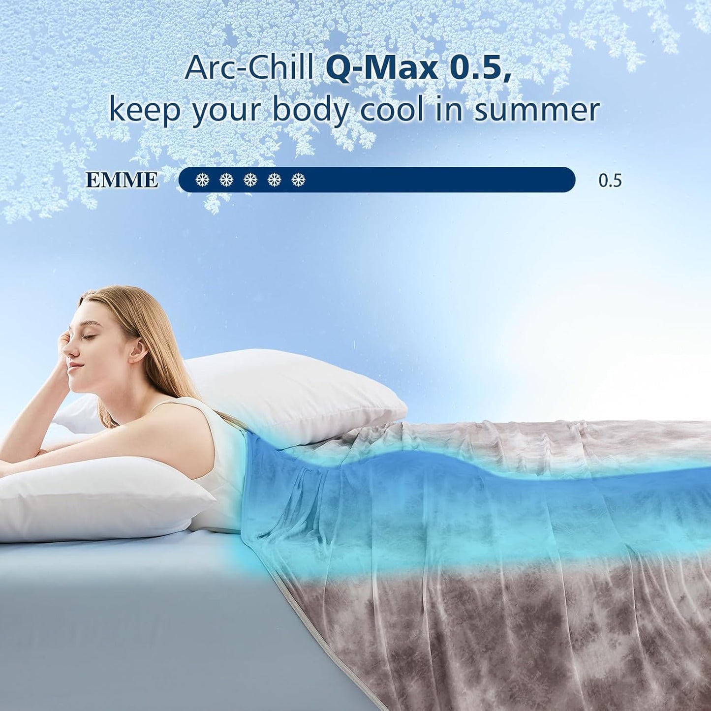 EMME Cooling Blanket Twin Size (60"x80"), Q-Max 0.5 Cooling Blankets for Hot Sleepers, Ice Summer Blanket for Nights Sweats, Grey Lightweight Sheet for Bed