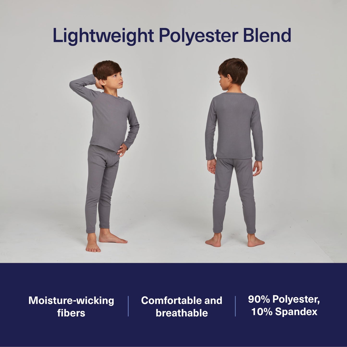 Thermal Underwear for Kids Thermals Top and Bottom Set Boys Thermal Set Kids Long Underwear Base Layer Pajamas (Navy - 6)