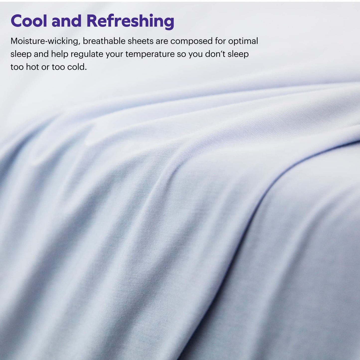 Purple SoftStretch Sheets, Queen Size, Rayon Blend, Moisture-Wicking, Stormy Grey, Fits Other Mattresses, Stretch for Adaptive Support