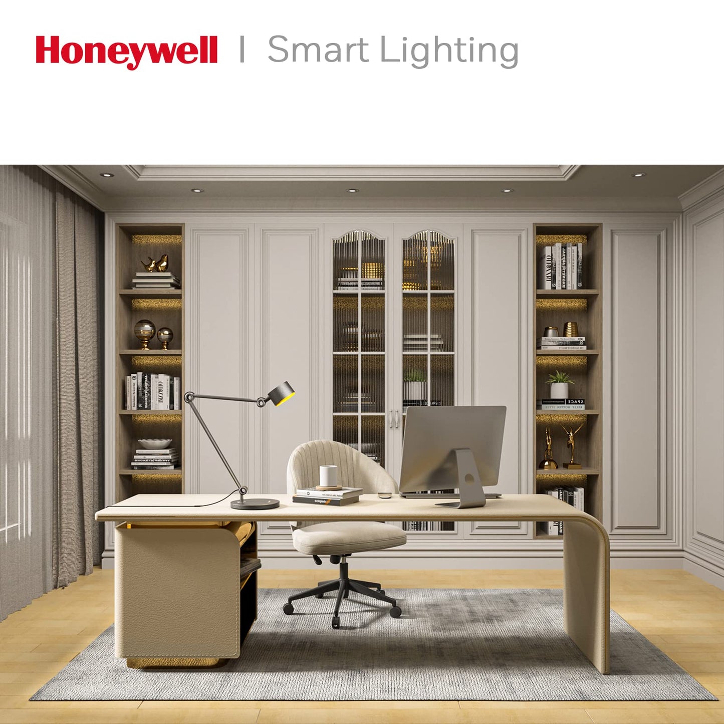 HONEYWELL LED Desk Lamp, 01A Sunturalux Desk Light for Home Office, 4000K Dimmable Eye Caring Natural Light Architect Lamp with Metal Swing Arm Lamp for Desk Craft Reading