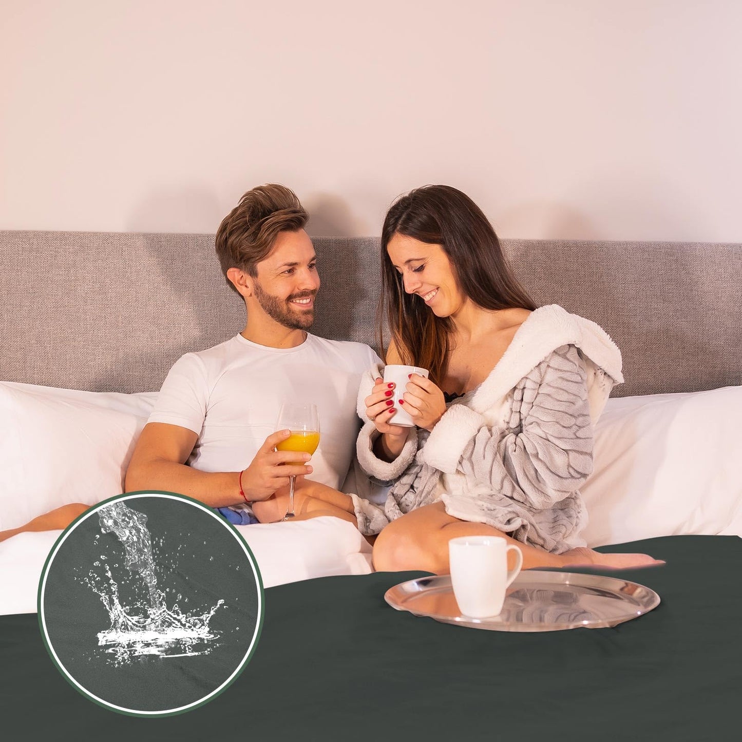 Tisancy Love Black Waterproof Bed Blanket Queen Size 78'' x 82'' Mattress Protector Blanket with Storage Bag for Comfort