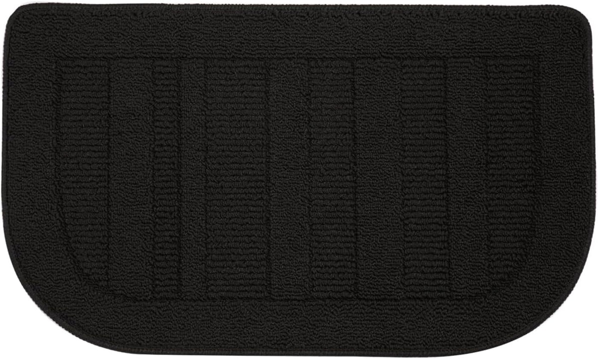 BEQHAUSE 30x18 Inch Kitchen Rug Mat Durable Kitchen Rugs Non-Slip Washable Absorbent Kitchen Mats for Floor Dirt-Resistant Semicircular Kitchen Mat (Black)