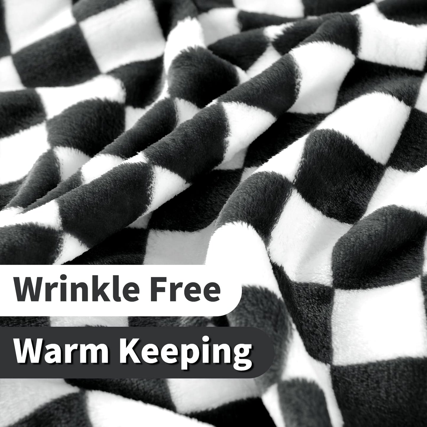 FY FIBER HOUSE Black and White Checkered Throw Blanket for Couch Soft Cozy Checker Blankets, 50"x60"