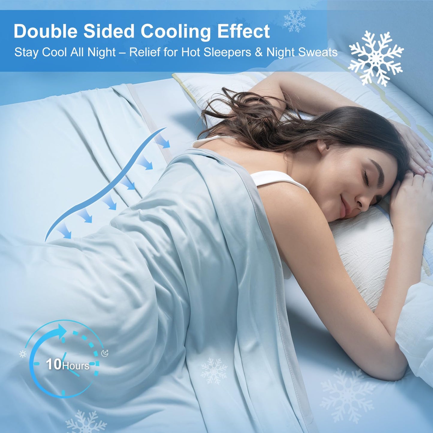 PHF Double Cooling Blanket for Hot Sleepers Queen Size, Arc-Chill Q-Max>0.5 with Double Cooling, Summer Blanket Absorbs Heat to Keep Cool All Night for Night Sweats (Ice Blue, 90''x90'')