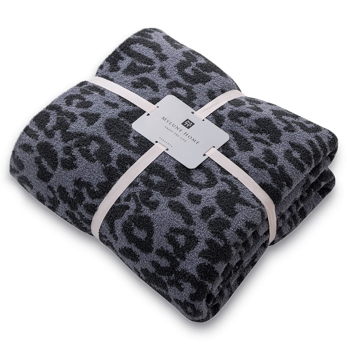 MH MYLUNE HOME Ultra Soft Leopard Throw Blanket (50x60 inches) Microfiber Blanket Plush Warm Reversible Cheetah Blanket Leopard Pattern Throw for Couch Bed Sofa - Dark Blue and Charcoal Gray, 50"x60"
