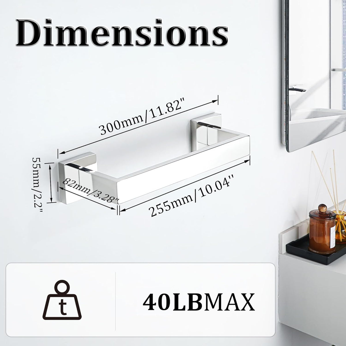 Alise Polished Chrome Towel Bars,11.82 Inch Towel Holder Towel Racks for Bathroom and Lavatory,SUS304 Stainless Steel Hand Towel Hanger Rail Wall Mount,Useable Length 10.04 Inch Towel Bar, GYT030-C