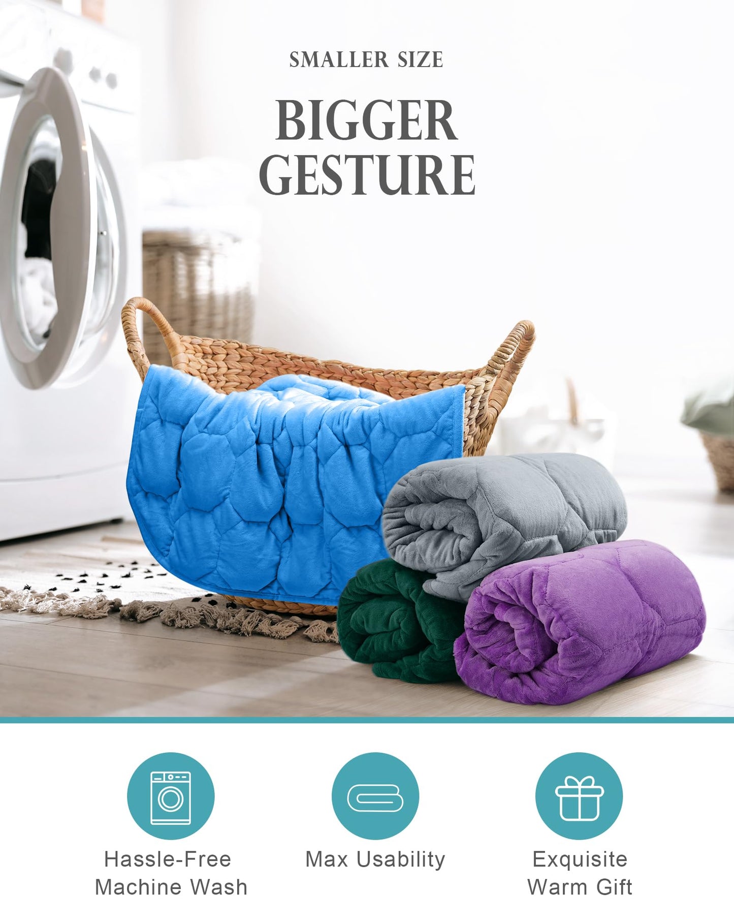 Cottonblue Weighted Lap Blanket 7lbs, Cozy Luxury Crystal Velvet Weighted Blanket for Adults, Small Weighted Blanket for Relaxation, Sleeping, Travel, Grey, 29" x 24"