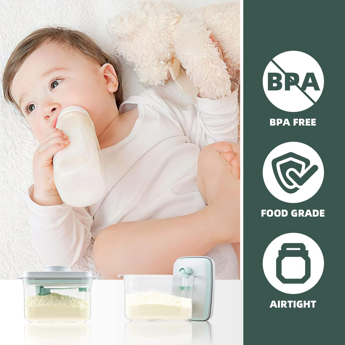 Formula Container - 1700ml Pop Top Milk Powder Container, BPA-Free Airtight Formula Dispenser with Scoop and Scraper, 21OZ, 1.32LB, 600g, Clear
