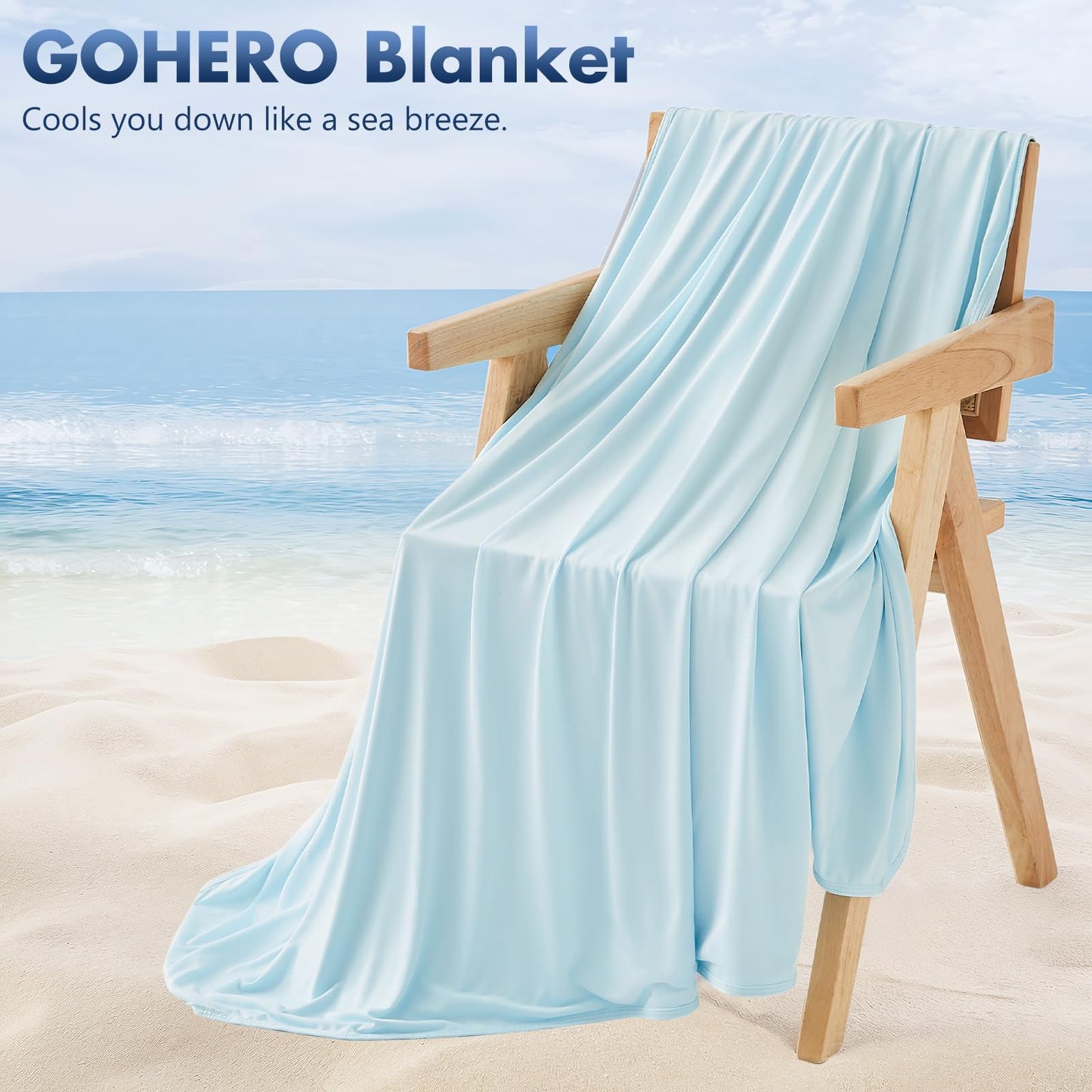 GOHERO Cooling Blanket Queen - Arc-Chill Q-Max >0.5 Cool Summer Blanket for Hot Sleepers - Double Design Lightweight Absorbs Heat to Keep Cool on Warm Nights(90"x90") Blue