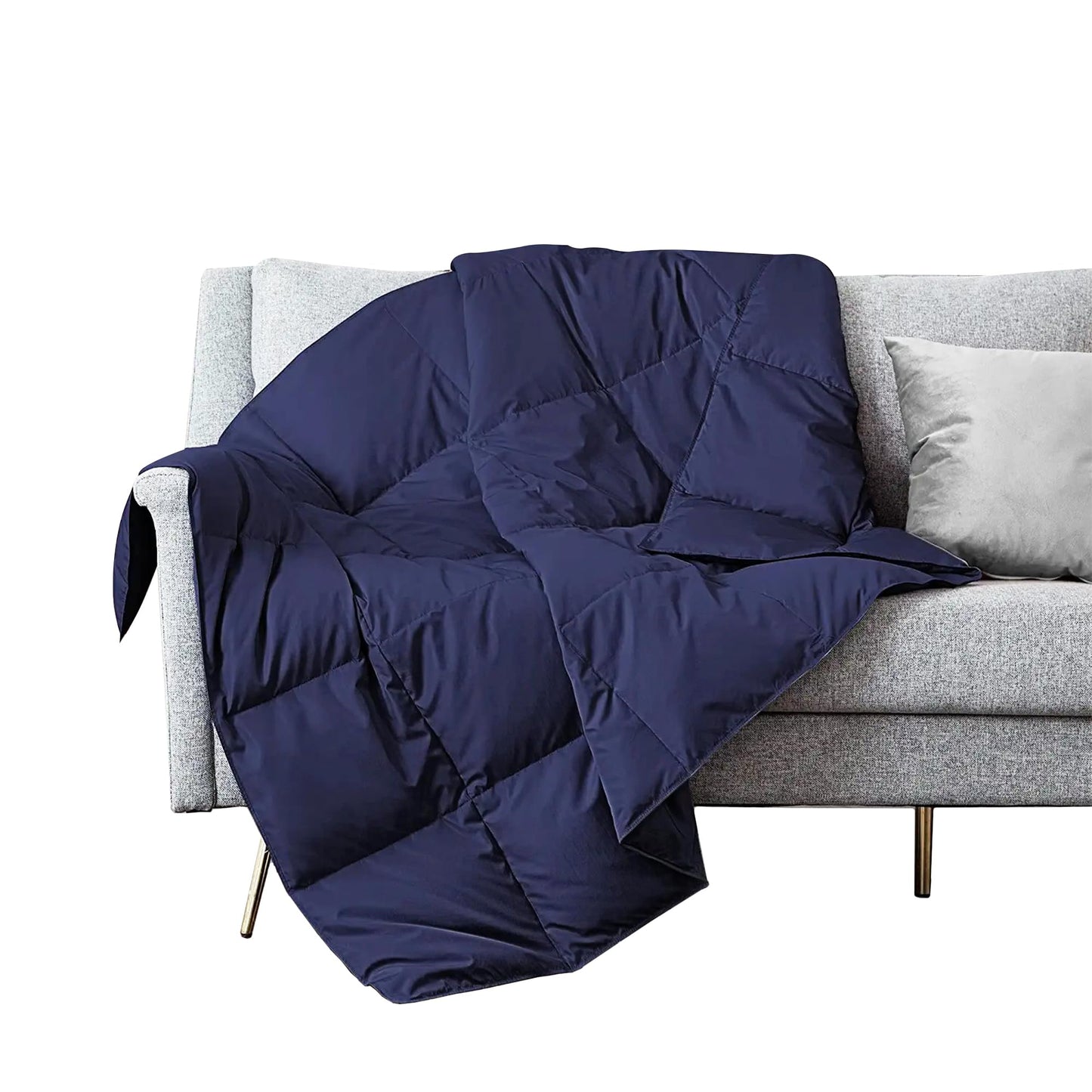 puredown® Soft Feather Down Throw Blanket Lightweight Packable Couch Throw for Indoor and Outdoor Use, 50"X70", Navy