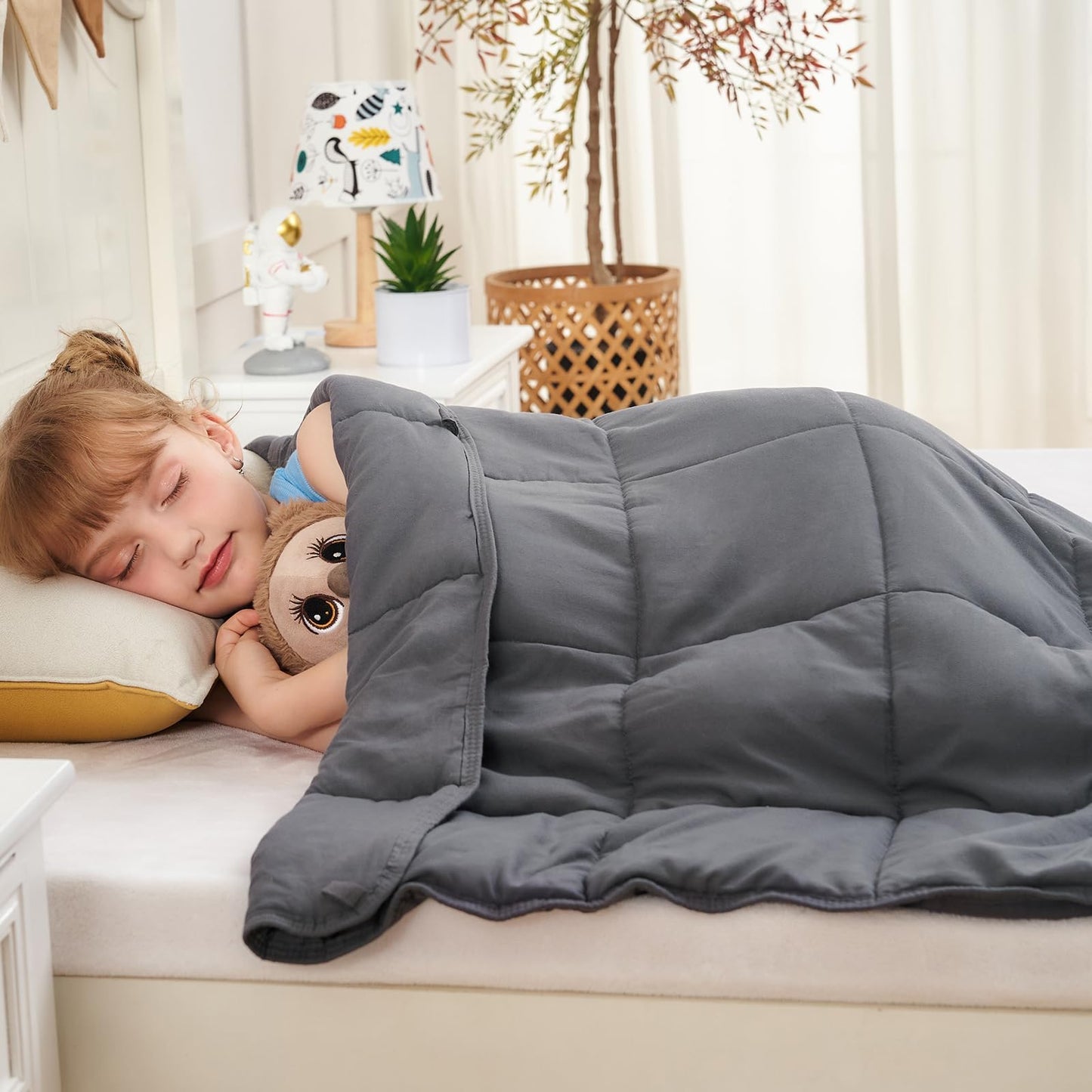 yescool Weighted Blanket 5 Pounds Cooling Weighted Lap Blanket, Grey Heavy Blankets, Washable Weighted Throw Blanket for 40-60lbs, 36"x48"