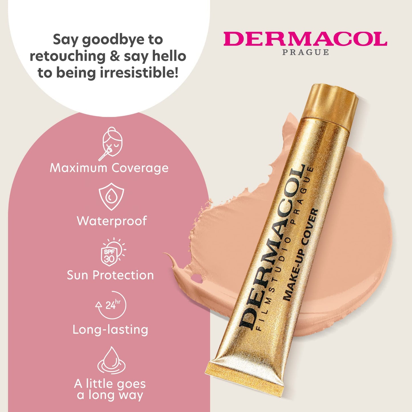 Dermacol - Mini Full Coverage Foundation 13g, Liquid Makeup Matte Foundation with SPF 30, Waterproof Foundation for Oily Skin, Acne, & Under Eye Bags, Long-Lasting Makeup Products Shade- 207