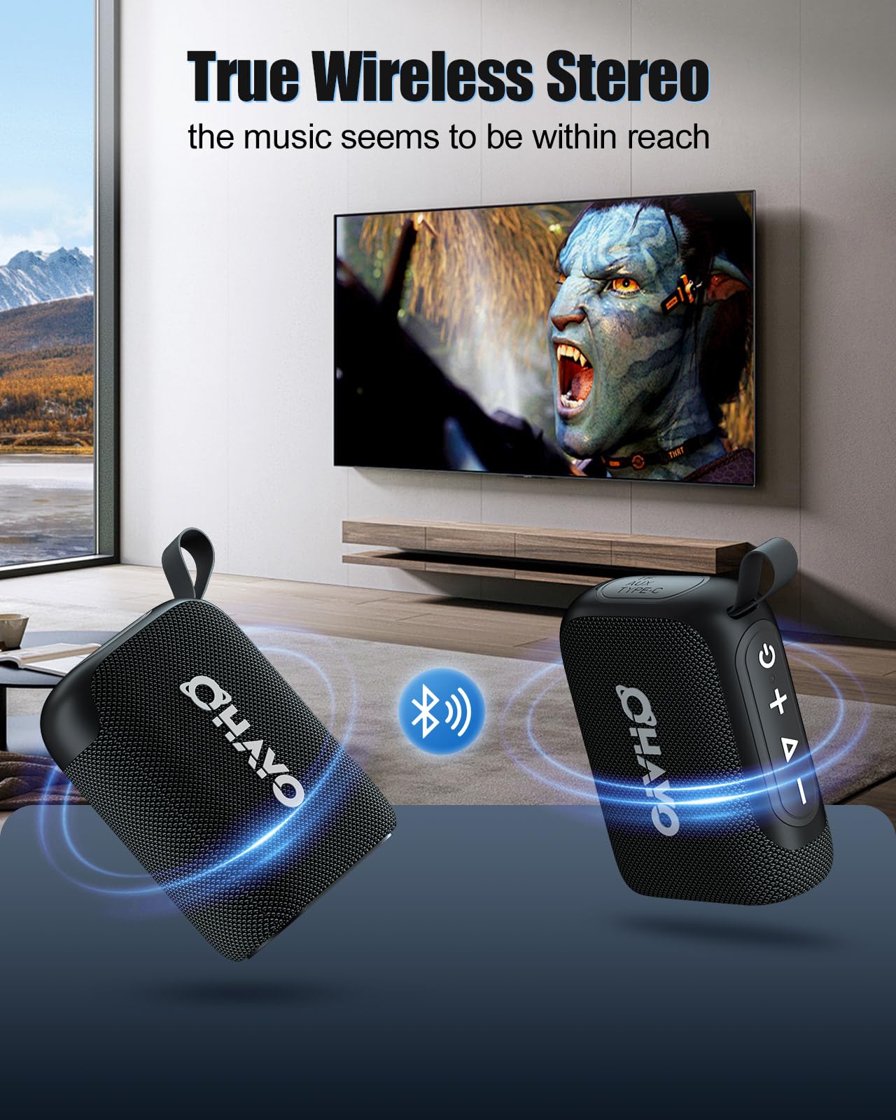 OHAYO Bluetooth Shower Speaker, IPX7 Waterproof, Portable Mini Speaker with Clip, Wireless, 24H Playtime, RGB Light, Powerful Sound and Punchy Bass, Electronics Gifts for Outdoors/Home/Office/Travel