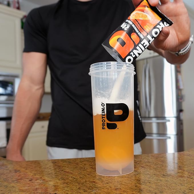 Protein2o 20g Whey Protein Isolate Clear Protein Powder, 360mg of Electrolytes, Vitamins B5 & B6, Sugar Free, Strawberry Watermelon, 8-Pack