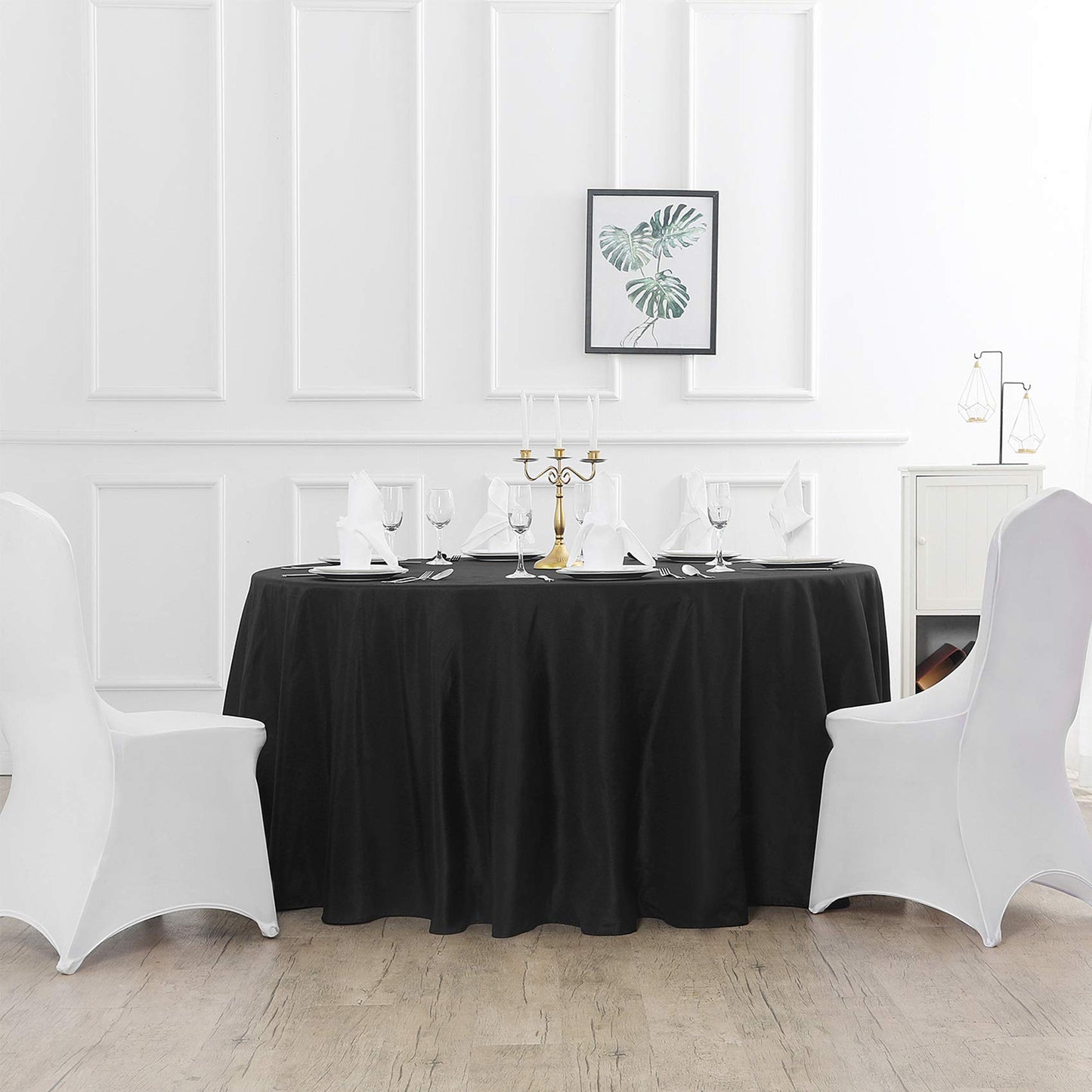 120 inch Round Tablecloth Washable Polyester Table Cloth Decorative Table Cover for Wedding Party Dining Banquet（120 inch,Black）