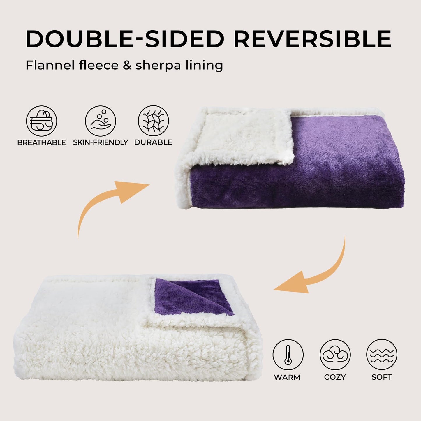 Luciphia Waterproof Dog Blanket for Large Dogs Small Pet Cat Blankets for Couch Bed Liquid Proof Furniture Protector Washable Soft Sherpa Fleece Puppy Reversible Cover Purple White Medium（57" x 40"）