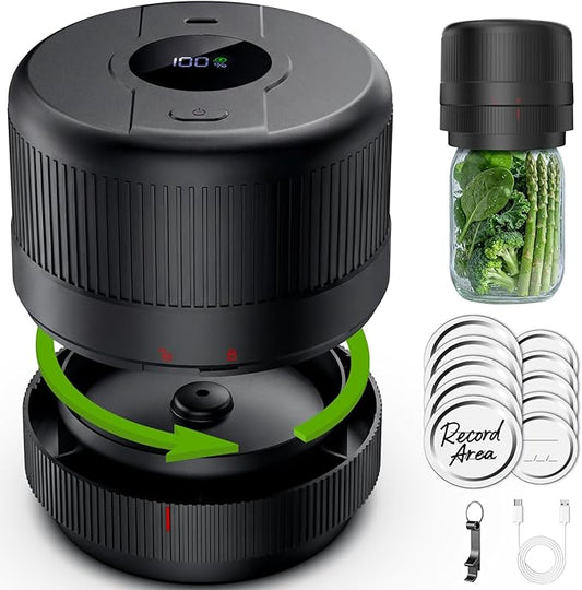 Mason Jar Vacuum Sealer Kit, Electric Sealer for Wide, Regular Mouth Mason Jars, Portable Vacuum Sealer for Jars, Birthday Gift for Her, Gifts for Mom, Grandma