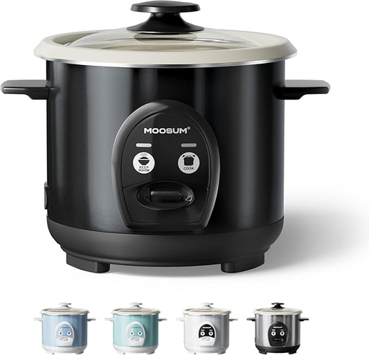 3-Cup Uncooked Rice Cooker Small - Ceramic Coating Non-Toxic Inner Pot, One-Touch Multifunction for Rice/Sauté/Yogurt, Dishwasher Safe, 1-3 People Size, Dark