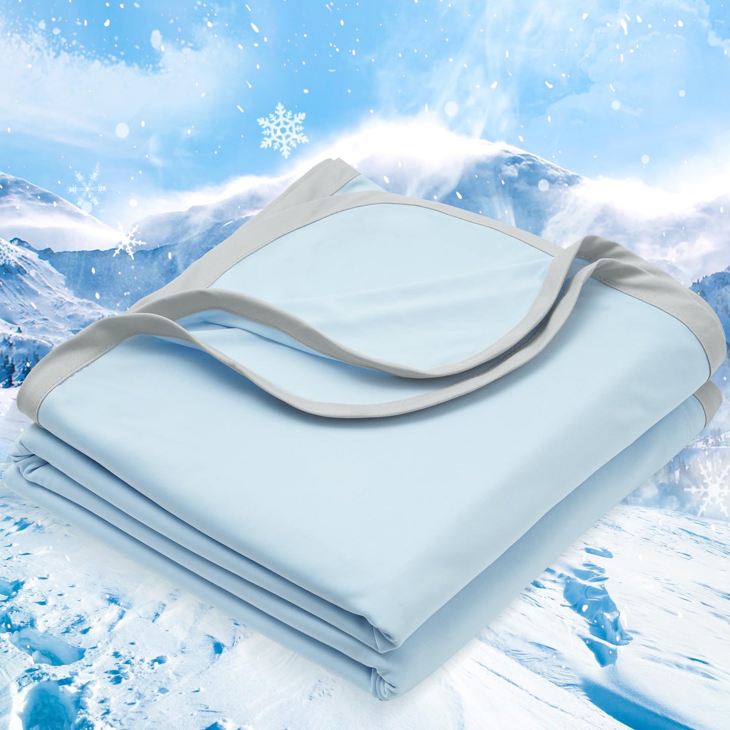 PHF Double Cooling Blanket for Hot Sleepers Queen Size, Arc-Chill Q-Max>0.5 with Double Cooling, Summer Blanket Absorbs Heat to Keep Cool All Night for Night Sweats (Ice Blue, 90''x90'')