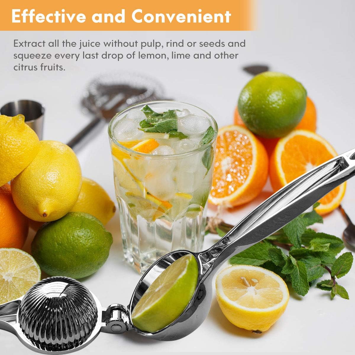 Lemon Squeezer, Lemon Squeezer Juicer, Citrus Juicer Handheld, Metal Lemon Hand Press, Lime Squeezer Bar Tool, Manual Citrus Press w/Stainless Steel Zester