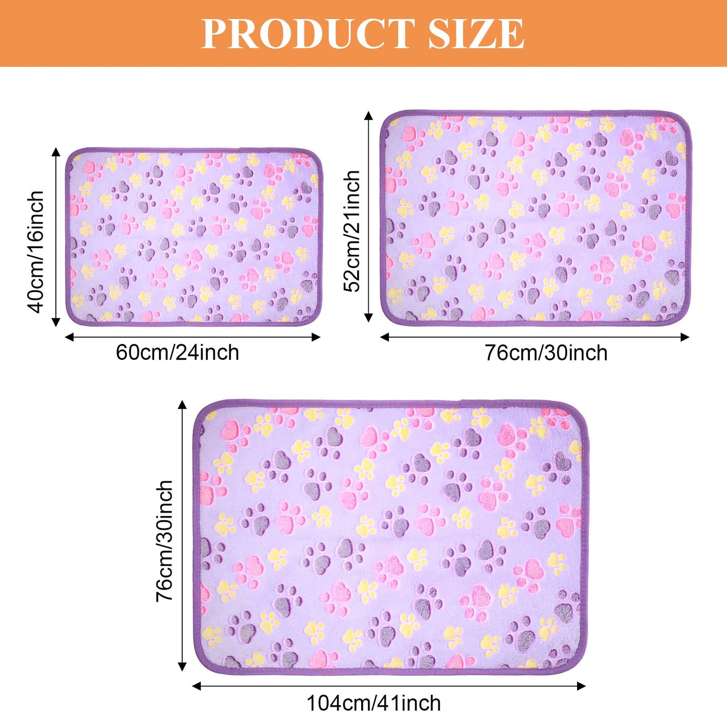 Tatuo 4 Pcs Dog Blanket for Pet Puppy Teething Toys Paw Print Fleece Blanket for Pet Cat Soft Warm Sleep Mat Guinea Pig Cage Mat(Medium(30 x 20.5 Inch),White, Coffee, Pink, Purple)