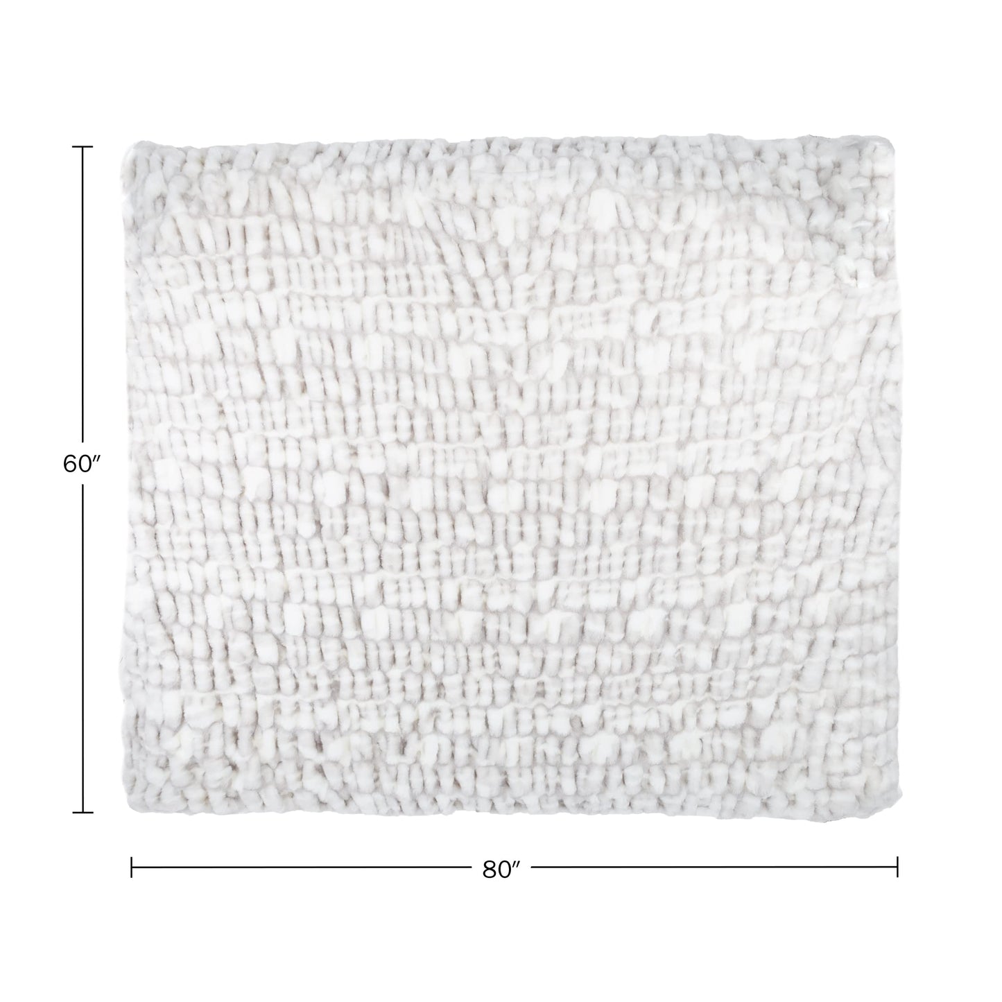 Oversized Ruched Faux Fur Blanket - 60x80-Inch Jacquard Faux Fur Queen-Size Throw for Sofas and Beds - Luxurious Bedding by Lavish Home (Gray)